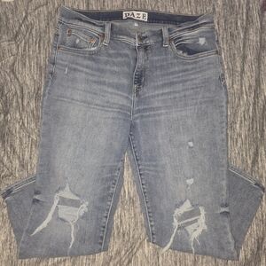 Daze Women's Distressed Blue Straight Leg Jeans